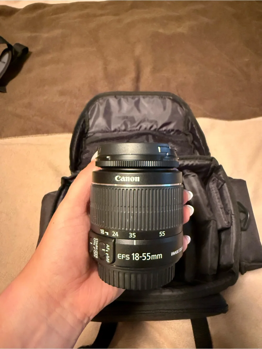 Canon Rebel T7 Black Camera Body with Two Black Canon Lenses and Carrying Case
